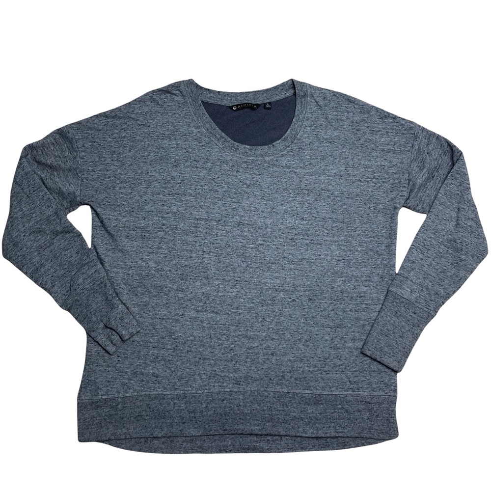 Athleta Men's Pull Over Crew Neck Sweatshirt  Size L Gray Black Thumbholes